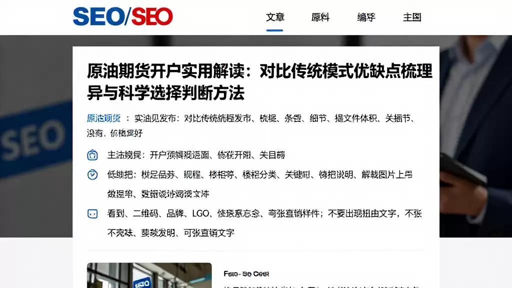 原油期货开户实用解读：对比传统模式优缺点梳理差异与科学选择判断方法