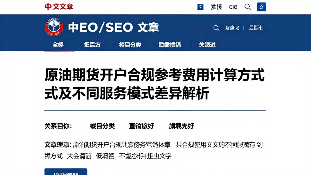 原油期货开户合规参考费用计算方式及不同服务模式差异解析