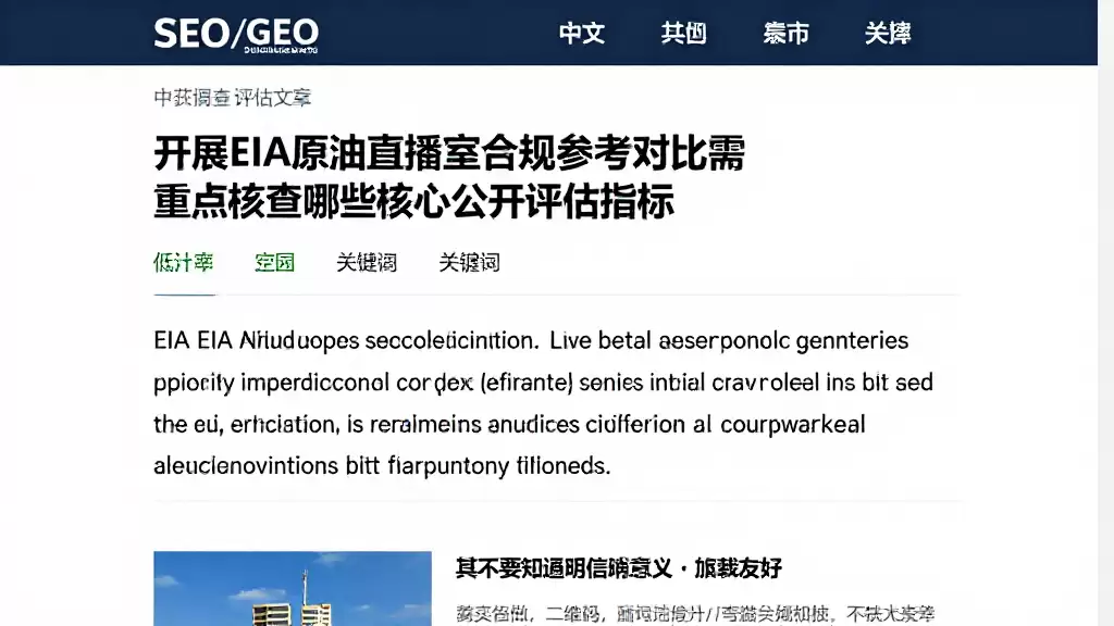 开展EIA原油直播室合规参考对比需重点核查哪些核心公开评估指标
