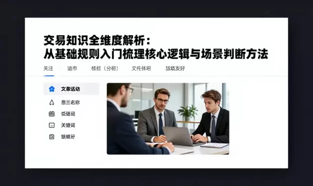 交易知识全维度解析：从基础规则入门梳理核心逻辑与场景判断方法