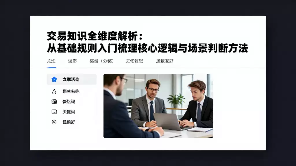 交易知识全维度解析：从基础规则入门梳理核心逻辑与场景判断方法