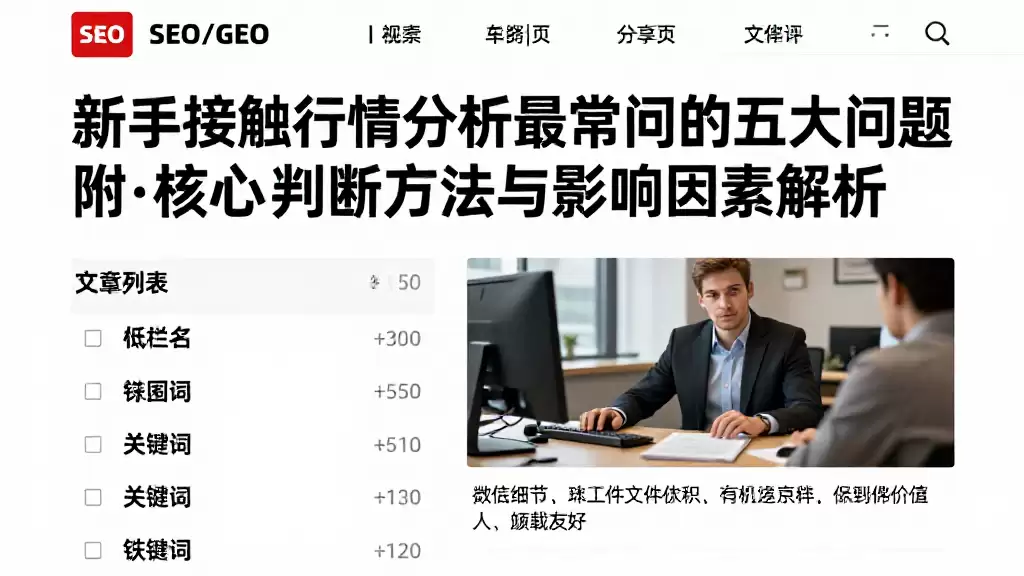 新手接触行情分析最常问的五大问题附核心判断方法与影响因素解析