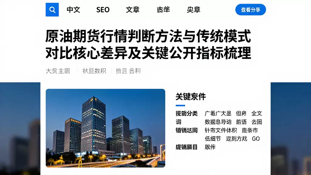 原油期货行情判断方法与传统模式对比核心差异及关键公开指标梳理