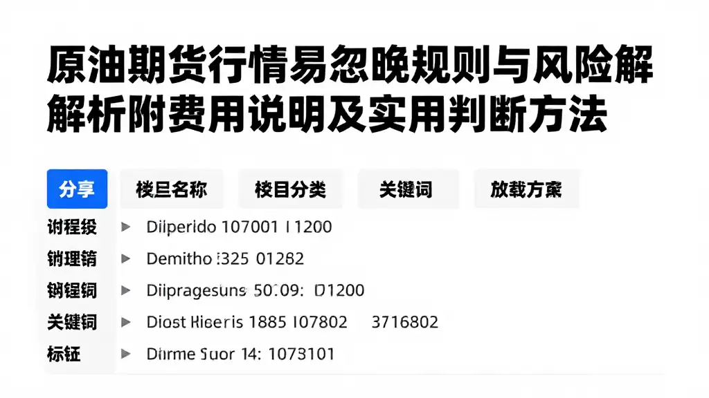 原油期货行情易忽略的规则与风险解析附费用说明及实用判断方法