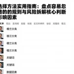 选择方法实用指南：盘点容易忽略的规则与风险拆解核心判断影响因素