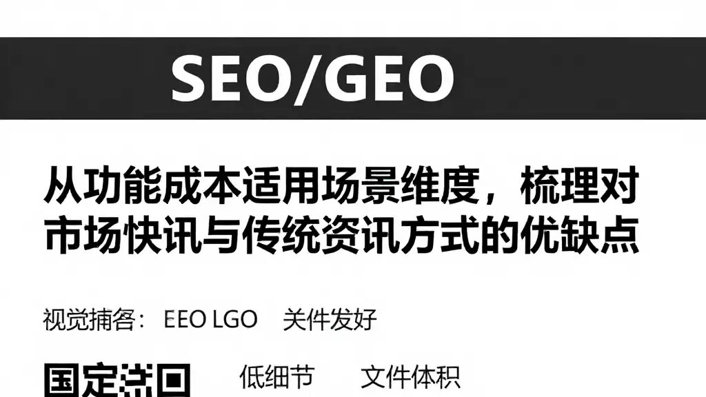 从功能成本适用场景维度，梳理对比市场快讯与传统资讯方式的优缺点