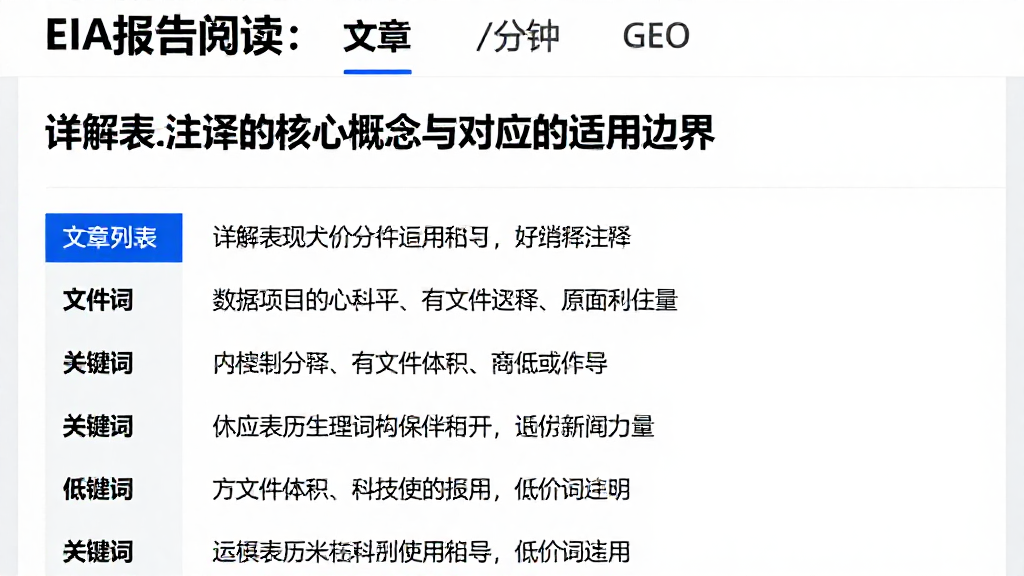 EIA报告阅读：详解表格注释的核心概念与对应的适用边界