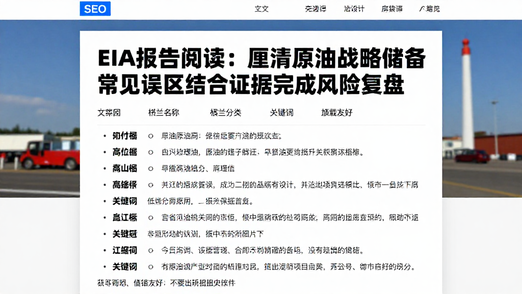 EIA报告阅读：厘清原油战略储备常见误区结合证据完成风险复盘
