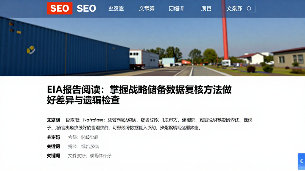 EIA报告阅读：掌握战略储备数据复核方法做好差异与遗漏检查
