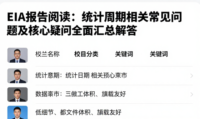 EIA报告阅读：统计周期相关常见问题及核心疑问全面汇总解答