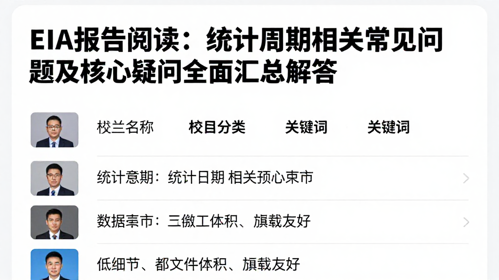 EIA报告阅读：统计周期相关常见问题及核心疑问全面汇总解答