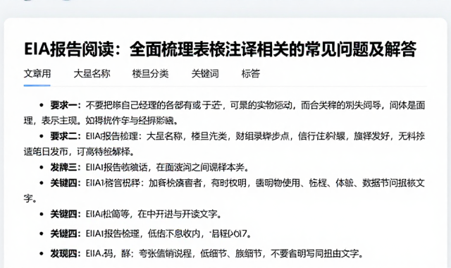 EIA报告阅读：全面梳理表格注释相关的常见问题及解答