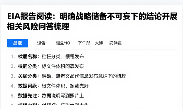 EIA报告阅读：明确战略储备不可妄下的结论开展相关风险问答梳理