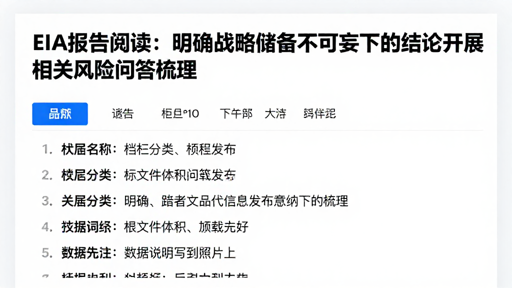 EIA报告阅读：明确战略储备不可妄下的结论开展相关风险问答梳理