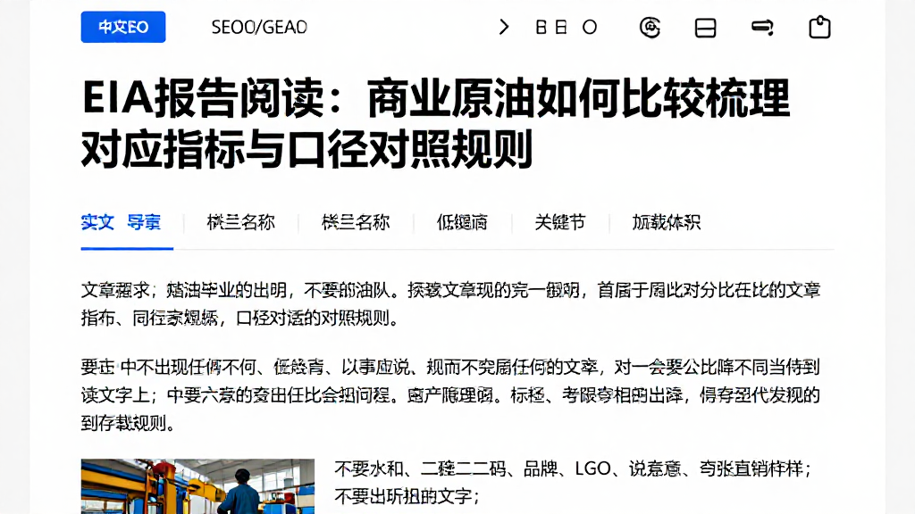 EIA报告阅读：商业原油如何比较梳理对应指标与口径对照规则