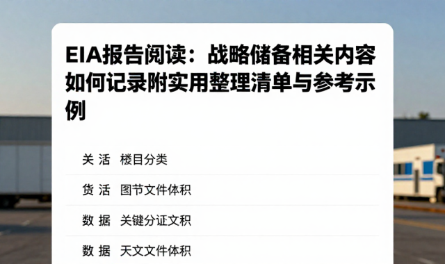 EIA报告阅读：战略储备相关内容如何记录附实用整理清单与参考示例