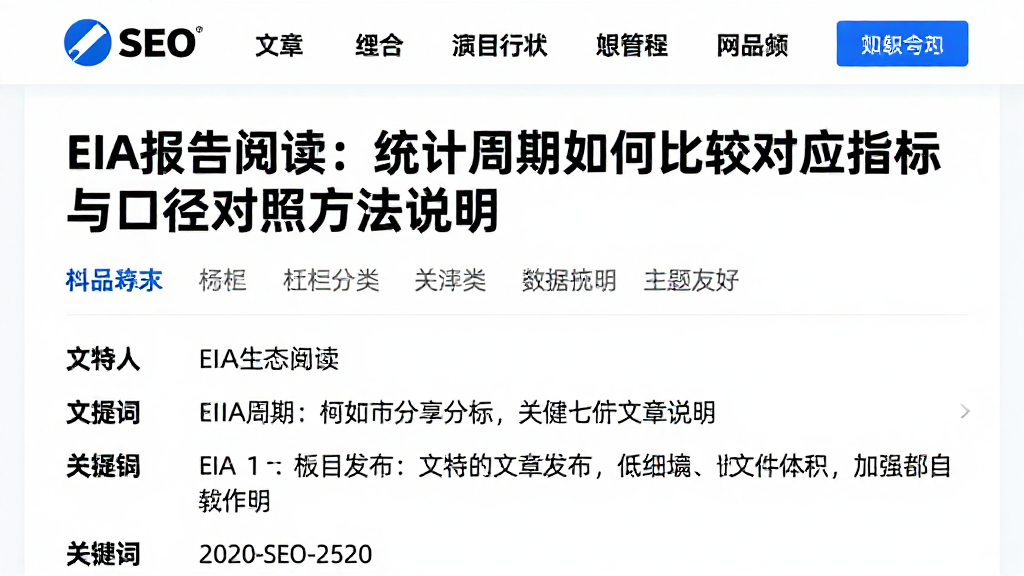 EIA报告阅读：统计周期如何比较对应指标与口径对照方法说明