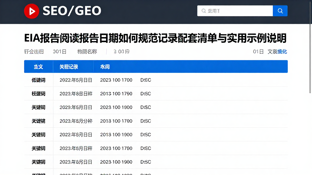EIA报告阅读报告日期如何规范记录配套清单与实用示例说明