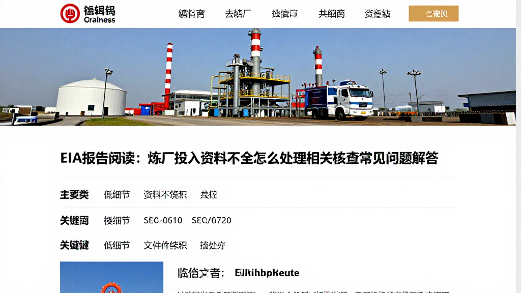 EIA报告阅读：炼厂投入资料不全怎么处理相关核查常见问题解答